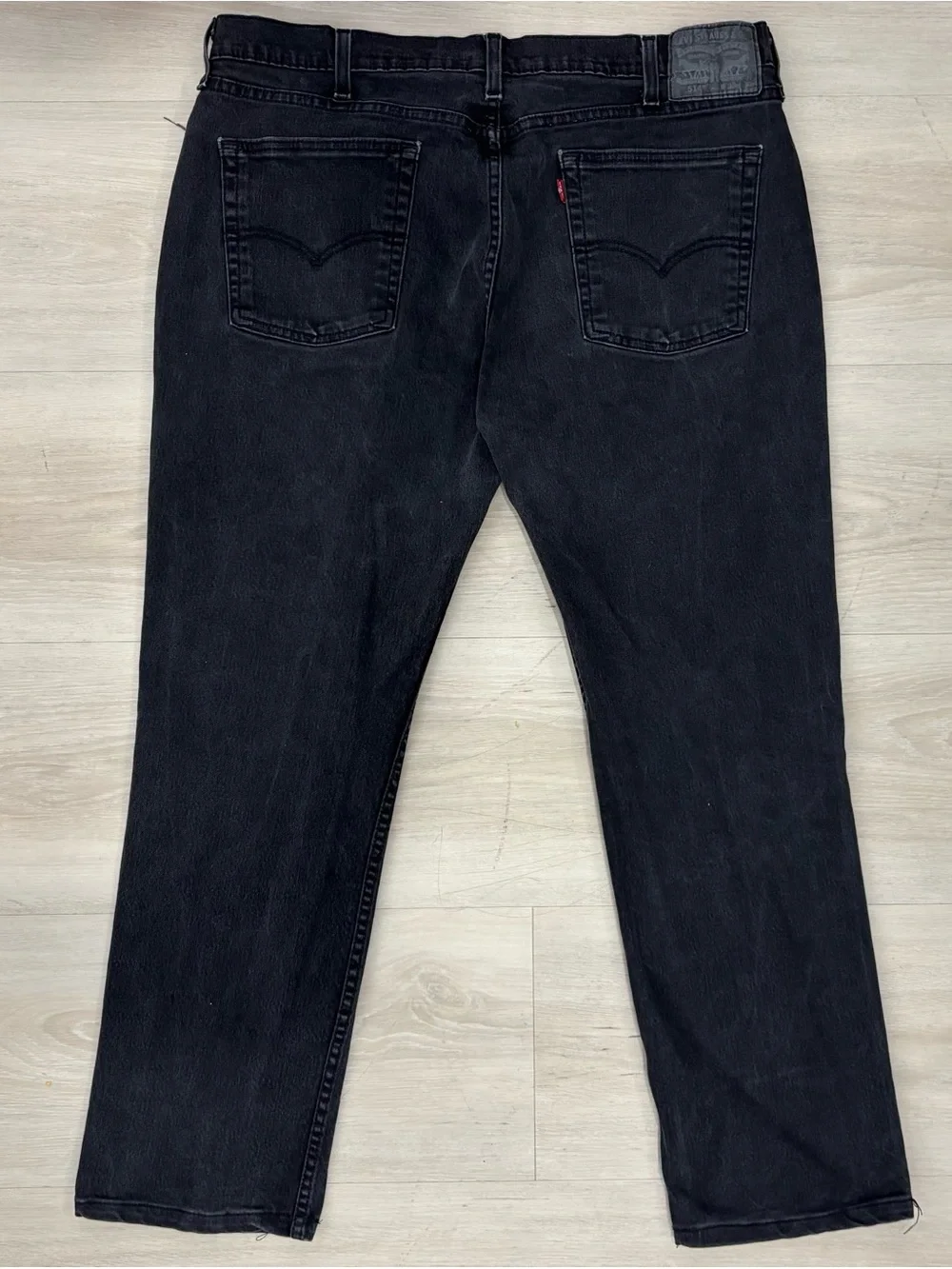 Levi's 514 Straight Black Wash Stretch Jeans Men's W38 L32 Dark Wash Denim